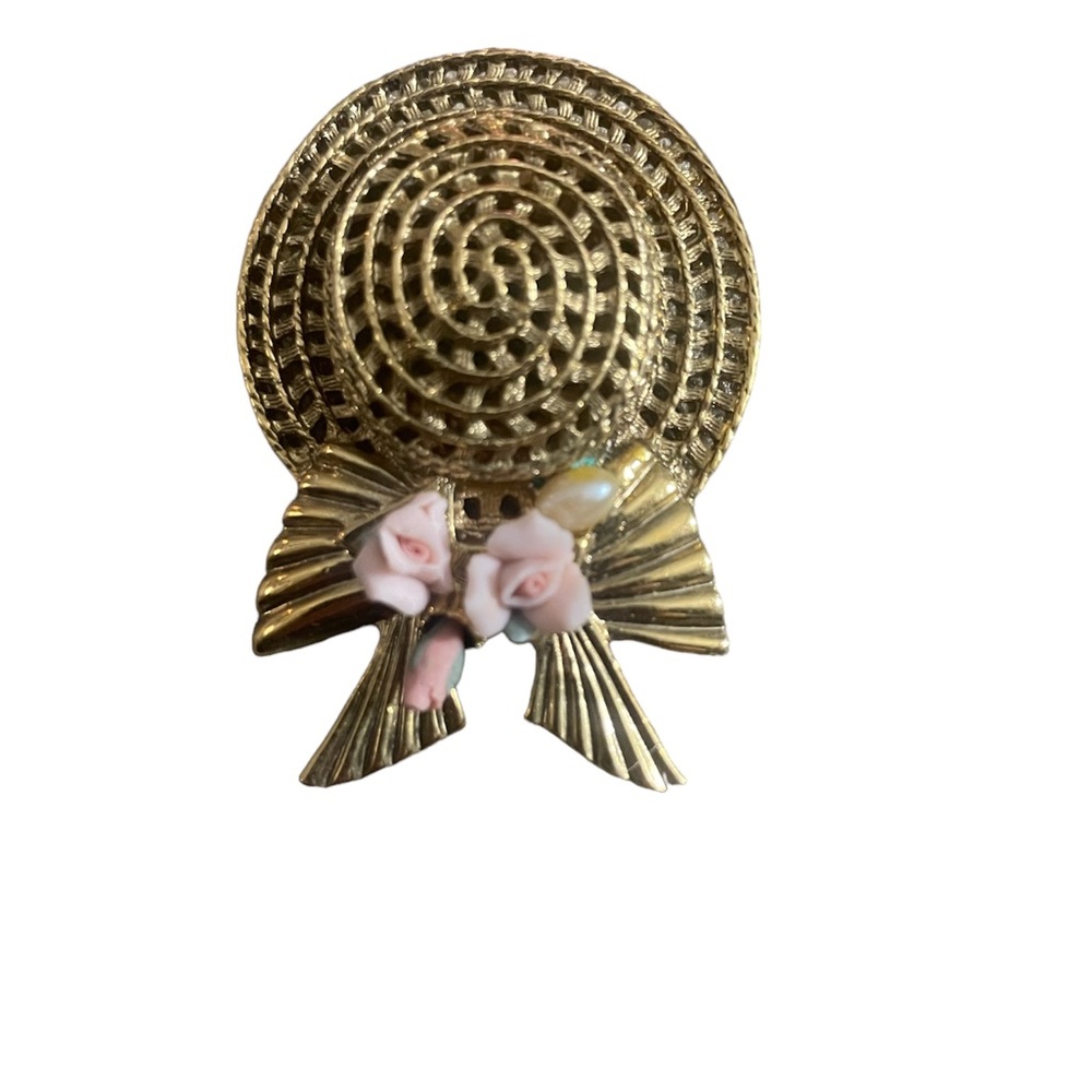 Vintage Straw‎ Hat Brooch